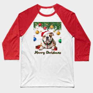 Santa English Bulldog Merry Christmas! Baseball T-Shirt